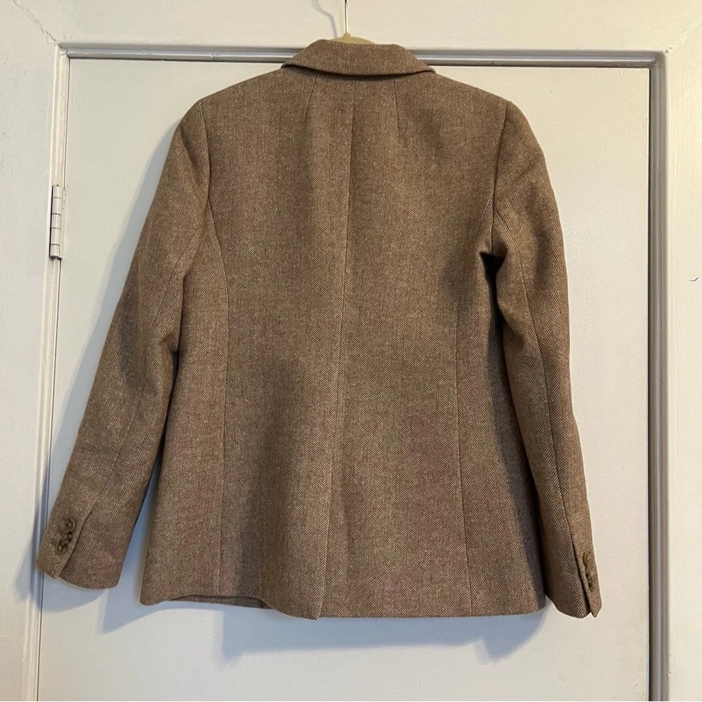 J. Crew Women's Brown tan Herringbone wool-blend Holland blazer women’s size 4